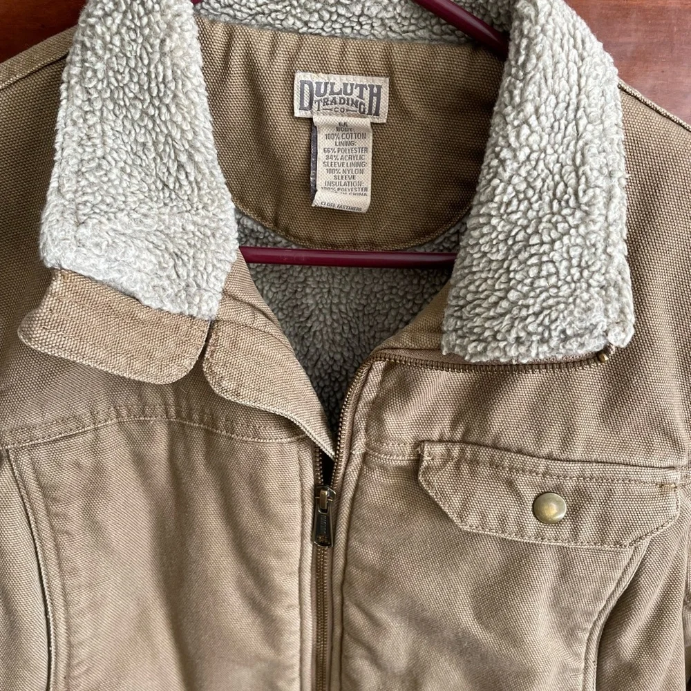 Duluth Trading Co Women’s Tan Firehose Sherpa Lined Jacket - Picture 2 of 10